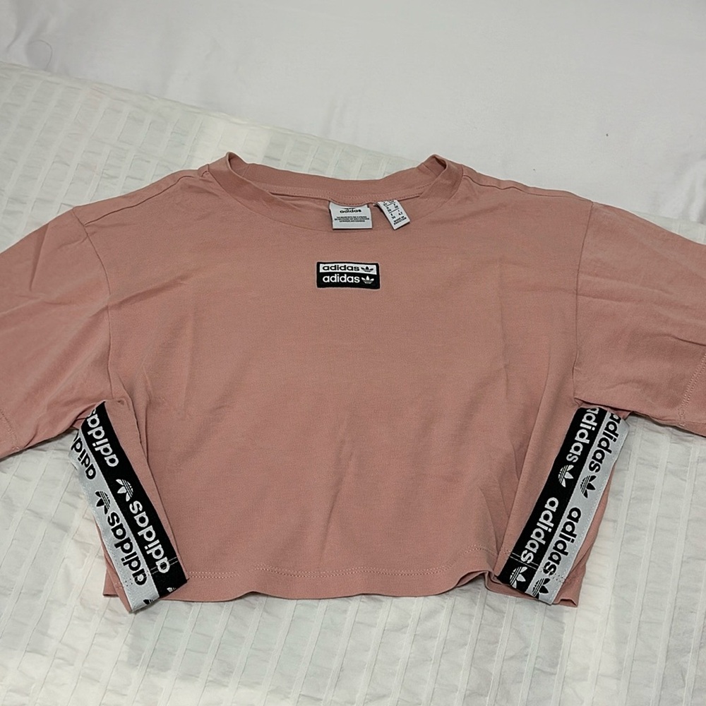 Adidas Pink Cropped Tee (size S)